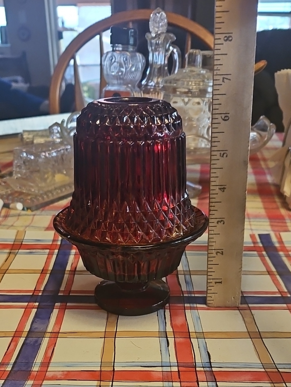 Vintage Ruby Red Pressed Glass Candy Dish with Lid - Home Accents